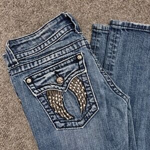 Miss Me Women's Denim Bling Rhinestones Stretch Low Rise Skinny Jeans Size 27
